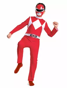 Klassisk rødt Power Rangers-kostyme til barn, Størrelse: 7–8 år(124–136 cm)