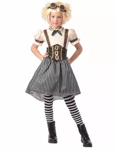 Steampunk-kostyme til jenter, Størrelse: 10–12 år (130–140 cm)