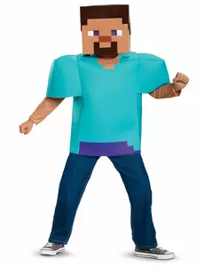 Minecraft klassisk Steve-kostyme til barn, Størrelse: 5–6 år (109–126 cm)