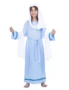 Blått Jomfru Maria-kostyme til jenter, Størrelse: 6 år (110–122 cm)