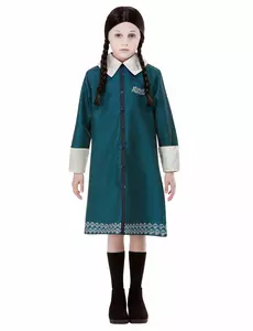Onsdag Addams-familien kostyme til jenter, Størrelse: 10–12 år (145/158 cm)