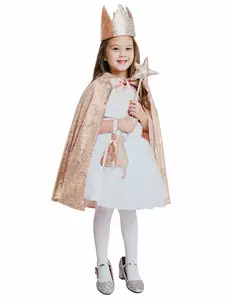 Barnas rosegull prinsessekåpe og tilbehørssett