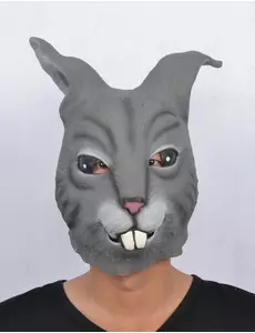 Latexmaske for voksne, grå kaniner