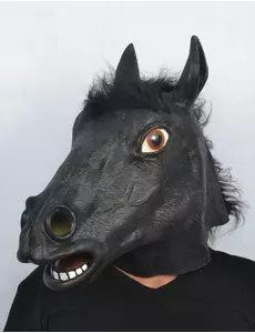 Svart hestehode-latexmaske for voksne