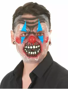 Gjennomsiktig maske for voksen, tofarget skummel klovn