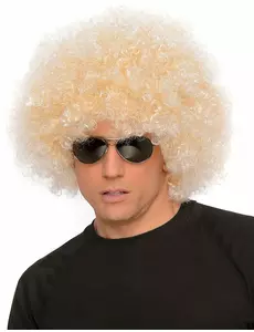 Kjempestor afro blond parykk fra 70-tallet