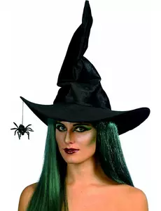 Svart heksehatt med edderkopp til Halloween for kvinner