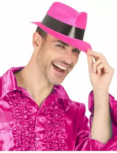 Neonrosa gangsterhatt for voksne