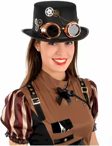 Steampunk filtflosshatt med beskyttelsesbriller for voksne
