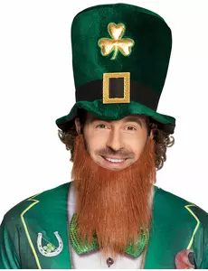Voksen gullfarget kløverhatt med St. Patricks dag-skjegg