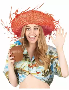 Oransje hawaiisk hatt for voksne