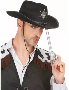 Svart sheriffhatt for voksne