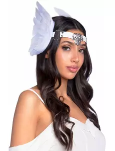Luxury white angel wings headdress for adults