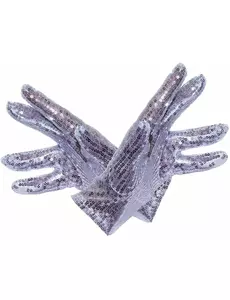 Adult silver sequined short gloves