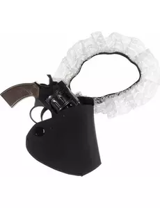 Sexy plaststrømpebånd med revolver til dame