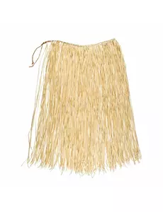 Langt hawaiisk skjørt i naturlig raffia for voksne