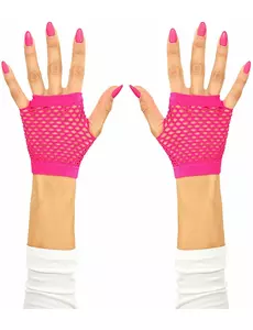 Adult pink fishnet short mittens