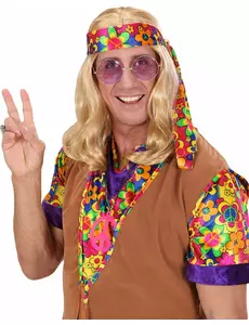 Blond hippieparykk for voksne