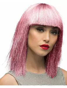 Iriserende rosa parykk for kvinner