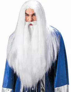 Tryllekunstnerparykk med voksent skjegg