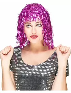 Voksen fuchsia metallisk parykk