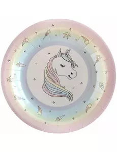 10 enhjørning-papirtallerkener 22,5 cm