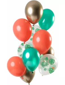 12 Metallic Tropical Latex Balloons 33 cm