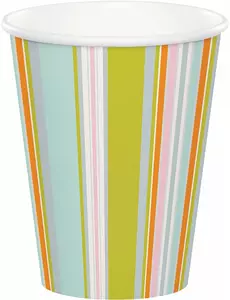 8 jungelstripede flerfargede papirkopper 256 ml