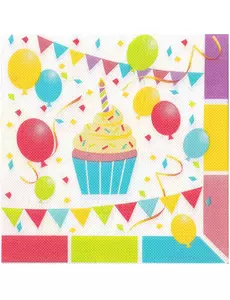 12 Birthday Balloons Tissue Paper Napkins 33 x 33 cm