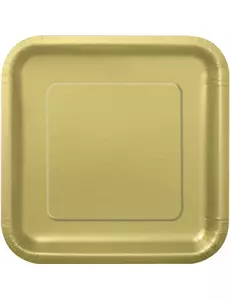 14 store matte gullfargede papptallerkener 23 cm