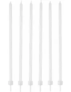 16 tynne hvite lys med bobecher 12 cm