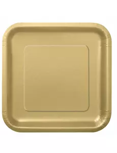 16 Small matte gold cardboard plates 17 cm