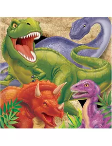 16 Dinosaur bursdagspapirservietter 33 x 33 cm