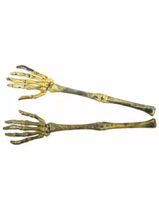 2 skjelettarmer i plast i gullfarget farge, 31 cm