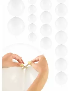 20 hvite oppblåsbare ballonger til sammenkobling 28 cm