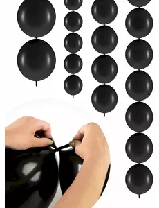 20 svarte oppblåsbare ballonger til sammenkobling 28 cm