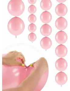 20 pastellrosa oppblåsbare ballonger til å koble sammen 28 cm