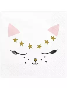 20 White Kitten Paper Napkins 33 x 33 cm