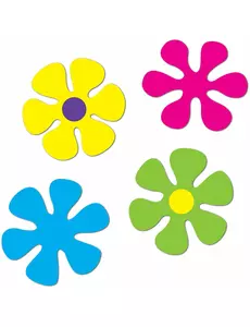 4 pappdekorasjoner retroblomster 30 og 34 cm