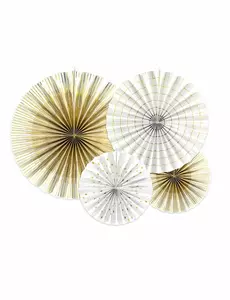 dekorative hvite og gullfargede papirrosetter 23, 32, 40 cm