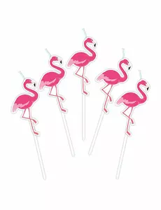 5 flamingo-festlys på pikker 3 cm