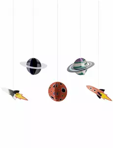 5 Space adventure cardboard suspensions 17 x 10 - 19 x 7 cm