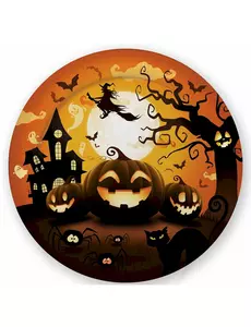 6 Halloween-gresskar-pappistallerkener 23 cm