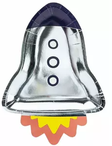 6 Rocket-shaped paper plates 21.5 x 29.5 cm