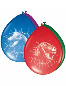 6 flerfargede dinosaur-latexballonger 30 cm