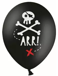 6 svarte piratfest-latexballonger 30 cm