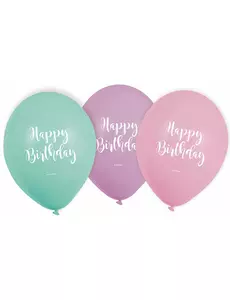 6 pastellfargede bursdagsballonger i lateks, 22,8 cm