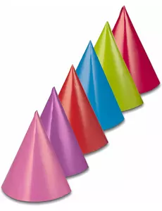 6 Assorted Color Cone Party Hats