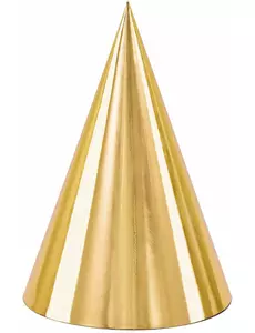 6 Gold Cardboard Party Hats 16cm