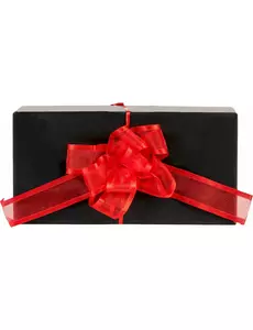 6 røde organza-sløyfer 10 cm